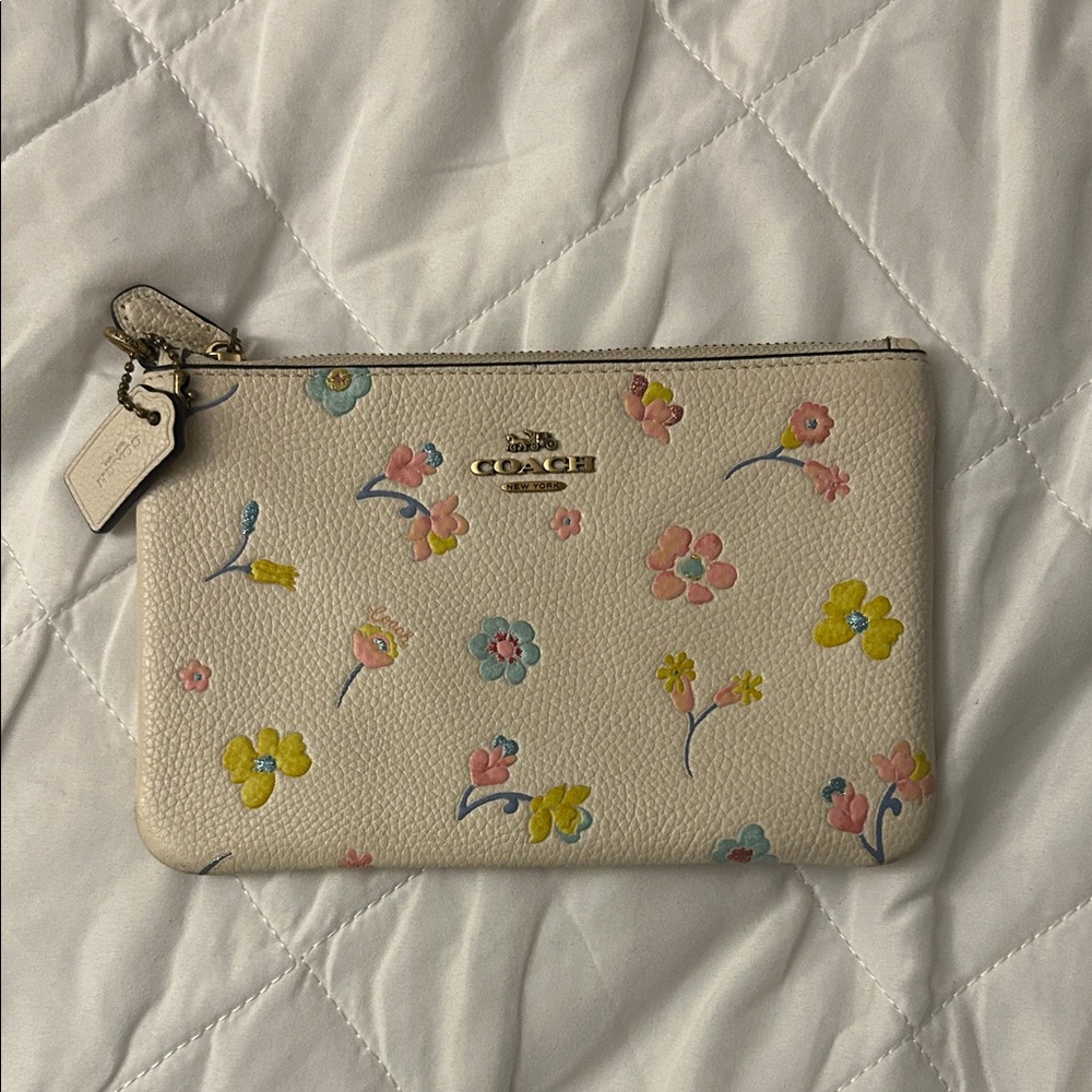 Coach Cream Floral Wristlet